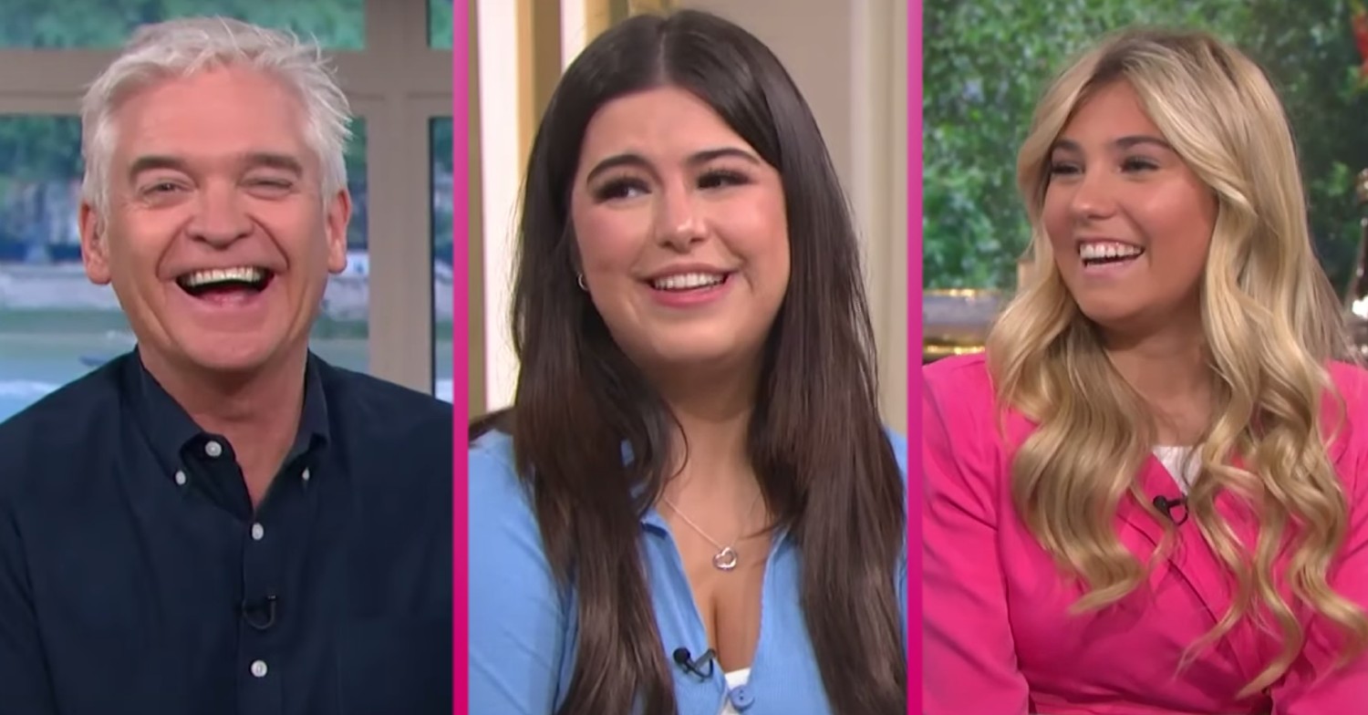 Phillip Schofield, Sophia Grace Brownlee and Rosie McClelland all laugh on This Morning today