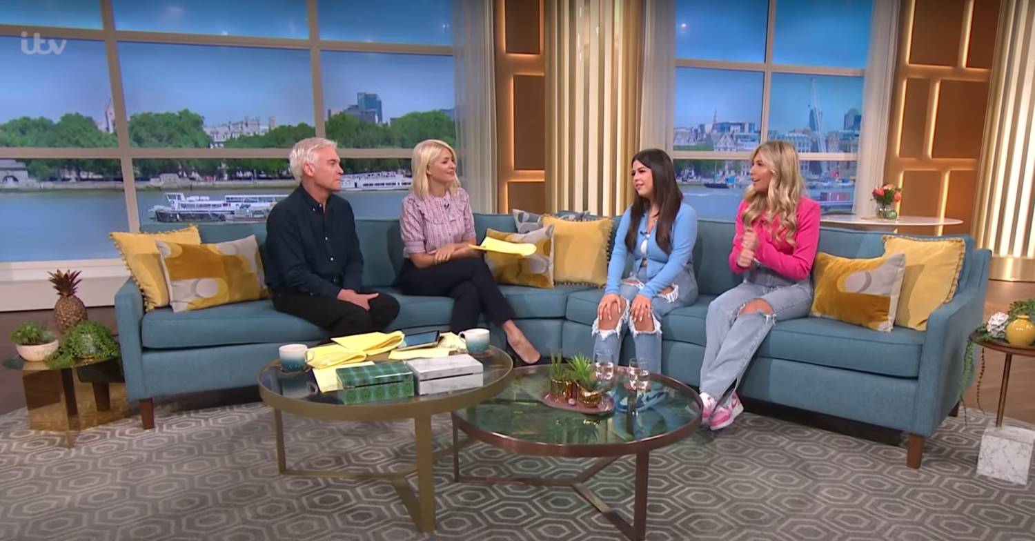 Phillip Schofield and Holly Willoughby sit with Sophia Grace Brownlee and Rosie McClelland on This Morning today