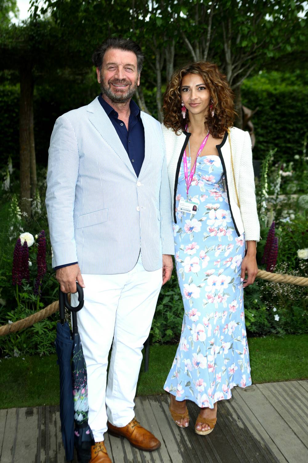Nick Knowles poses for press cameras at Chelsea Flower Show with Katie Dadzie