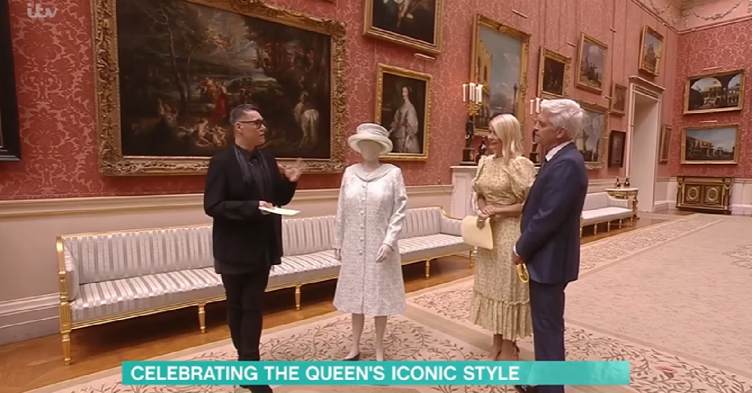 Gok Wan speaking to Holly Willoughby and Phillip Schofield inside Buckingham Palace on This Morning today