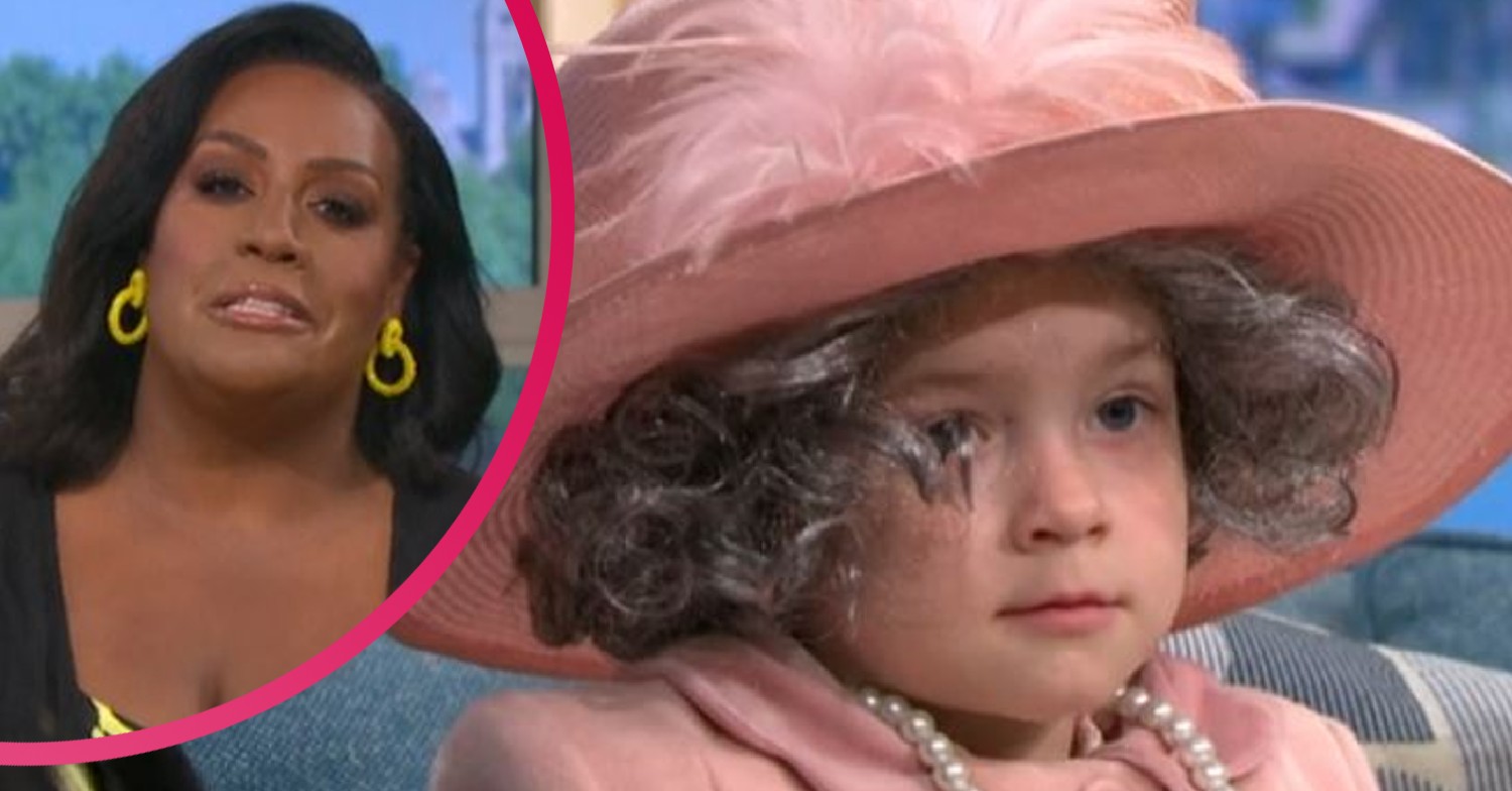 Alison Hammond speaking to camera on This Morning alongside little girl dressed as Queen