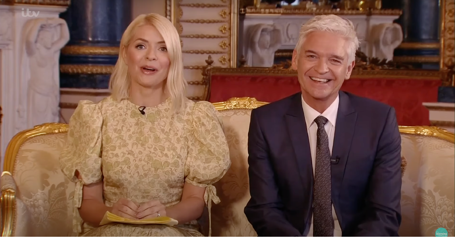 Phillip Schofield and Holly Willoughby presenting This Morning from Buckingham Palace