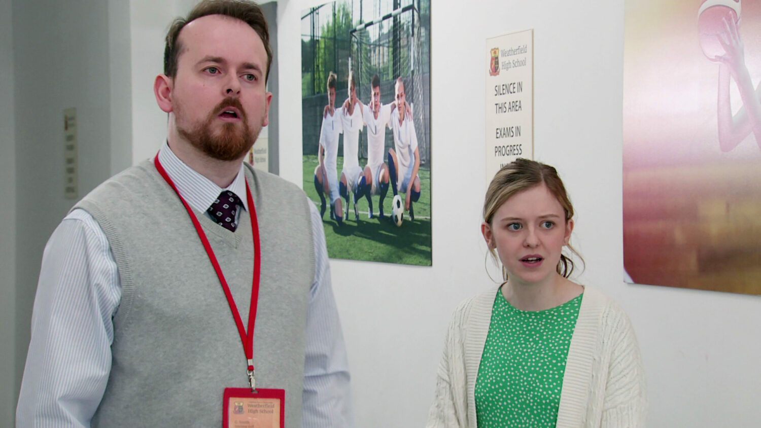 Summer Spellman and her teach look on in horror as Aadi is accused of cheating in Coronation Street