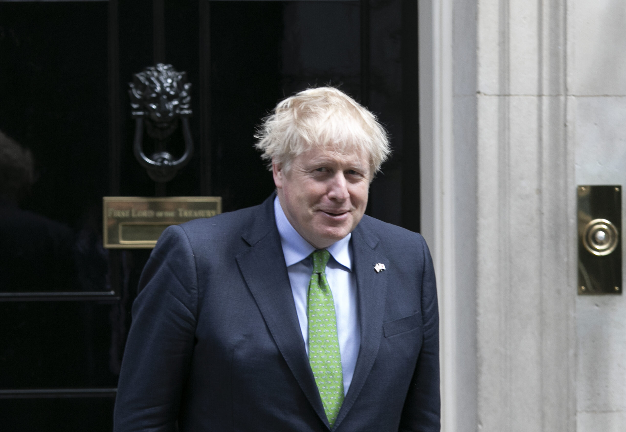 Boris Johnson smiling in Downing Street