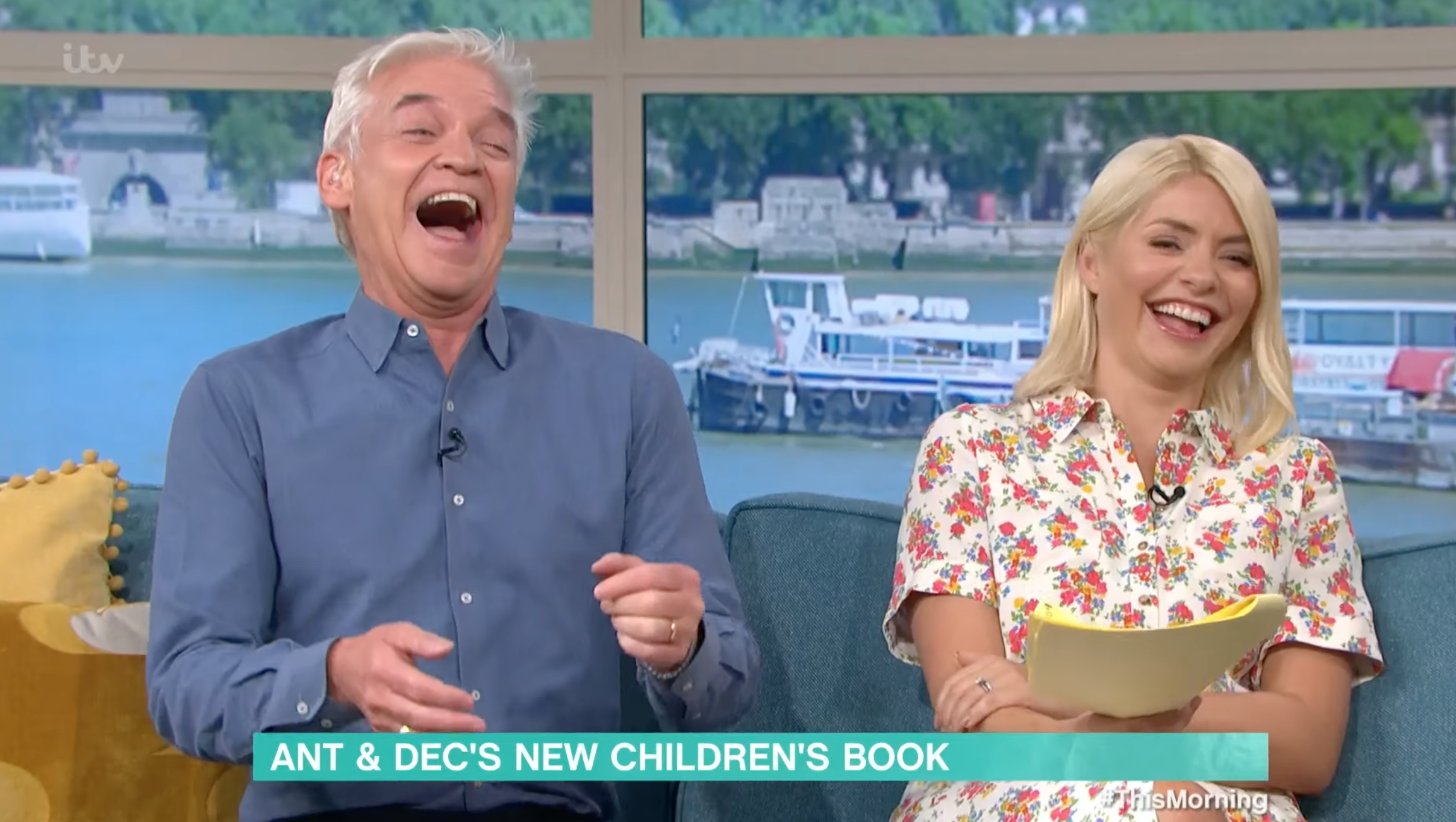 Phil and Holly laughing on This Morning today