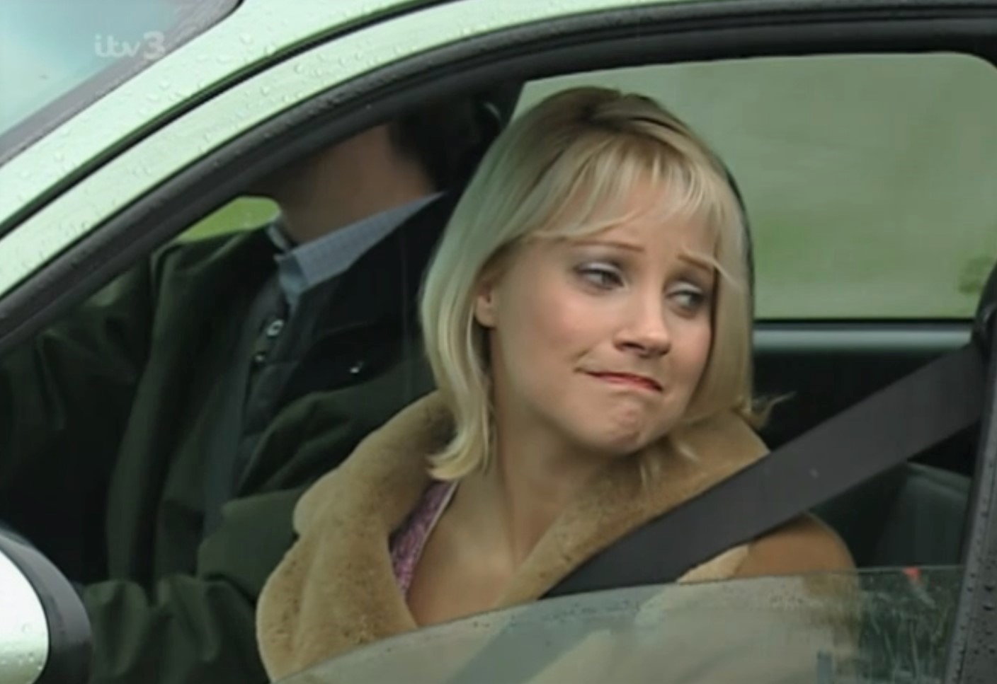 Kathy Glover looks sad as she drives away from Emmerdale