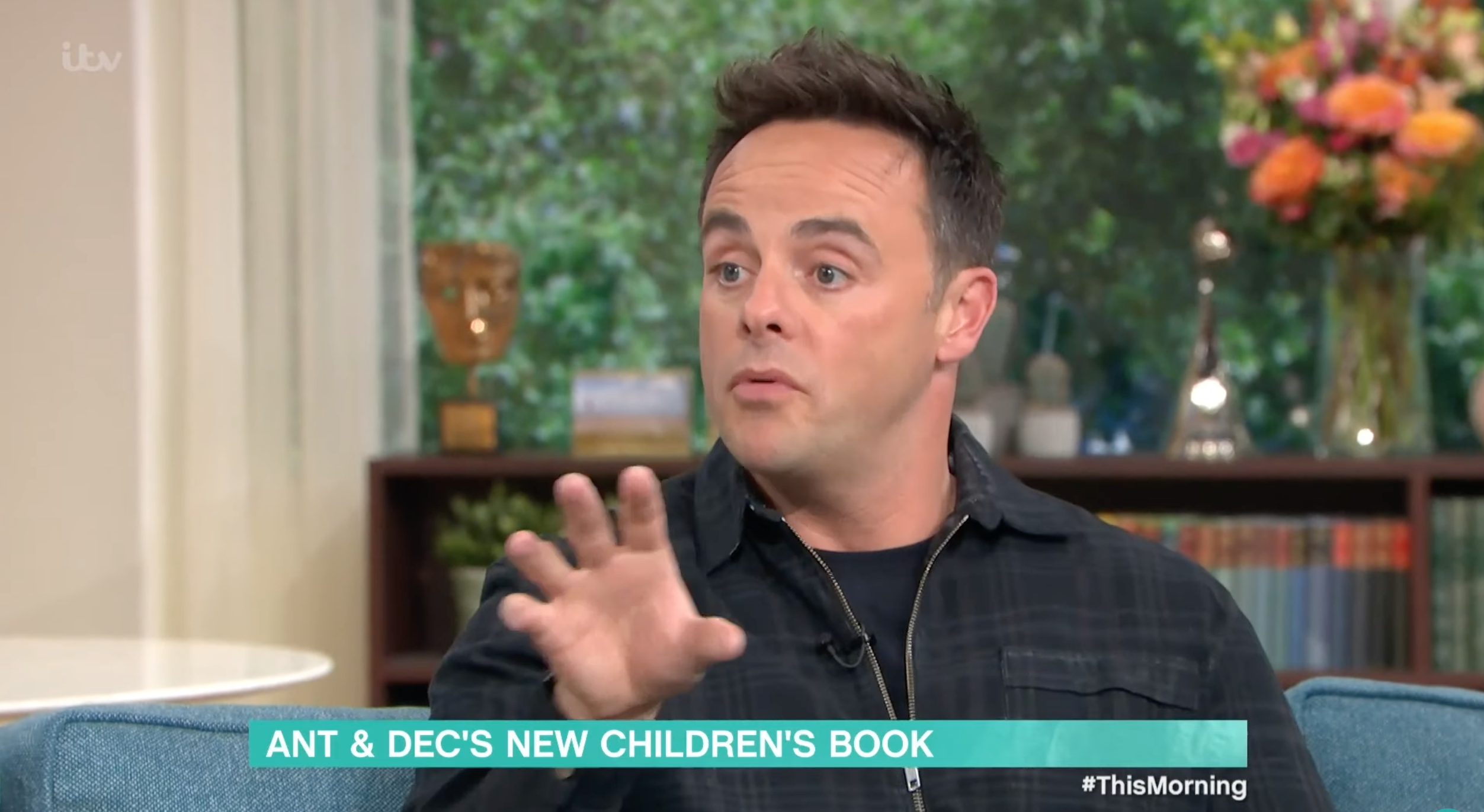Ant McPartlin gestures to Holly and Phil on This Morning