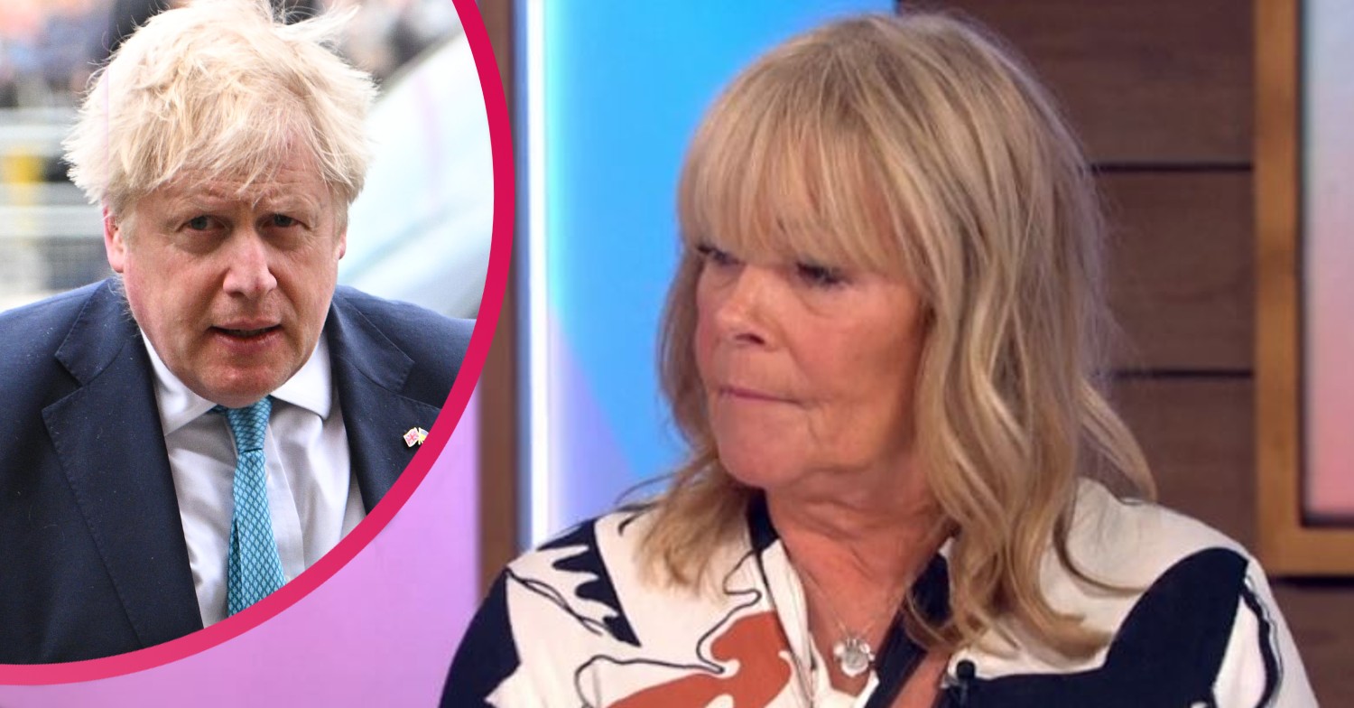 Boris Johnson looks towards camera at Prince Philip memorial and Linda Robson talking on Loose Women