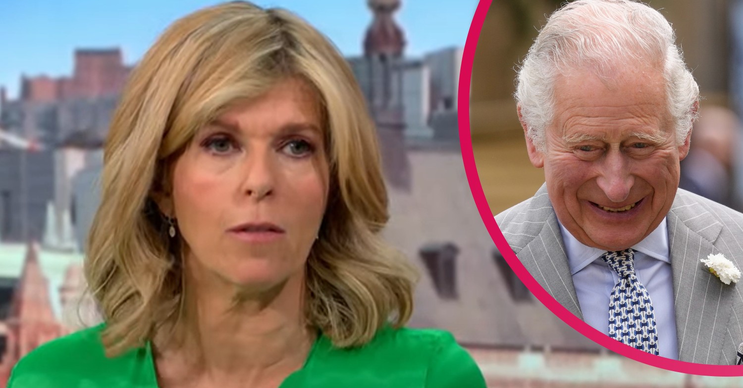 Kate Garraway looking concerned on GMB today and Prince Charles smiling during royal engagement