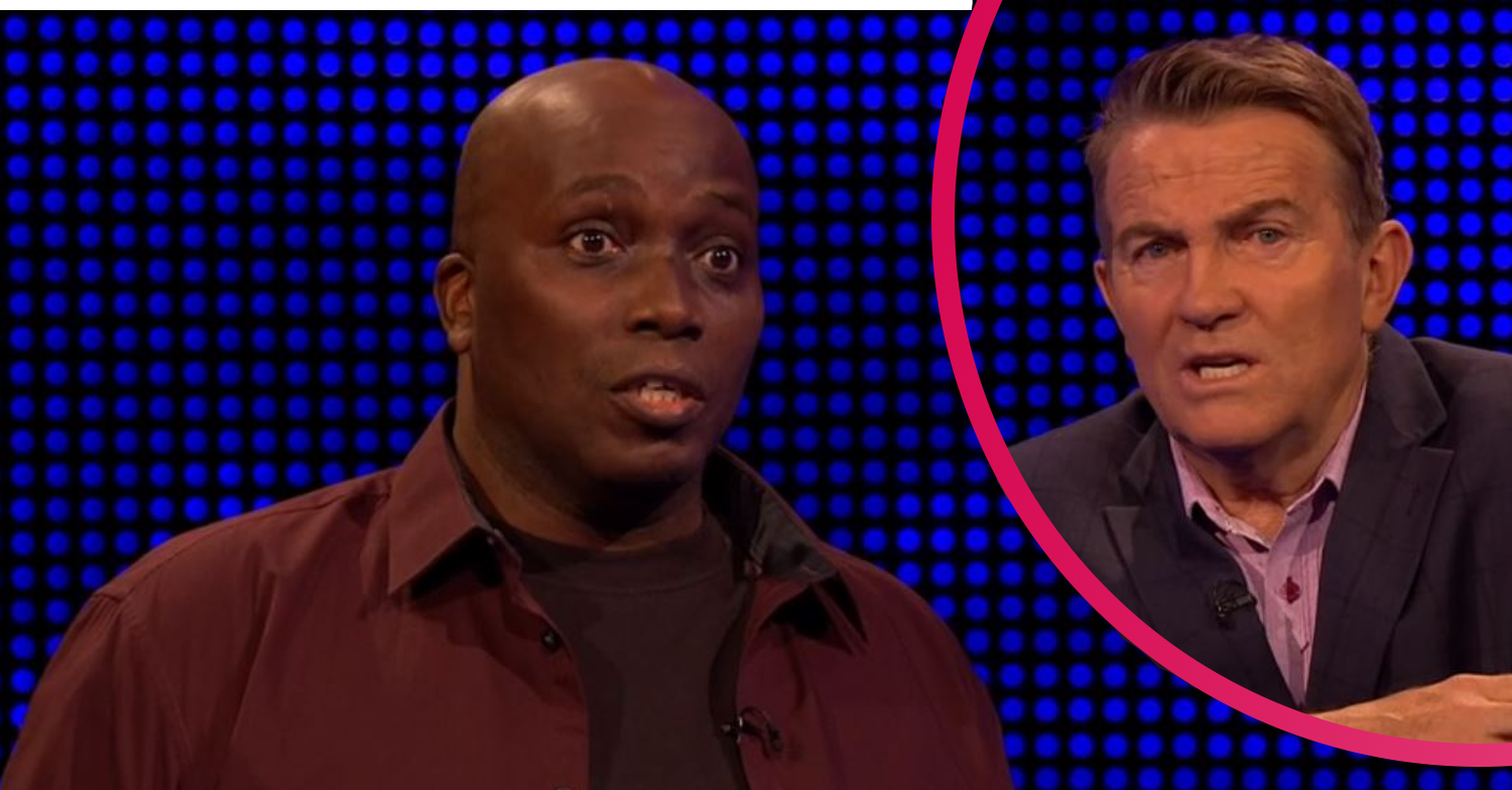 Paul and Bradley Walsh looking confused on The Chase