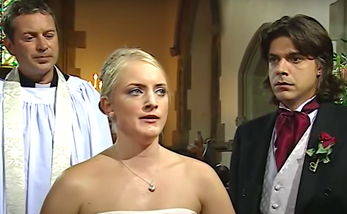 Nicola looks horrified at her wedding to Carlos as Ashley watches on 