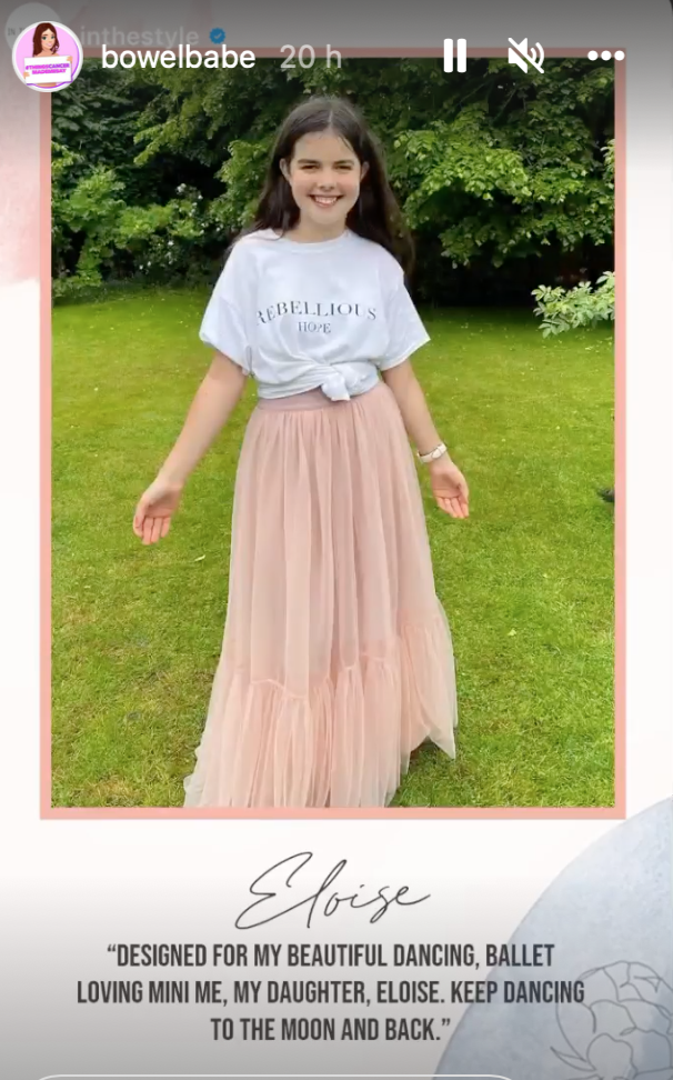 Bowel Babe's daughter Eloise in a netted skirt