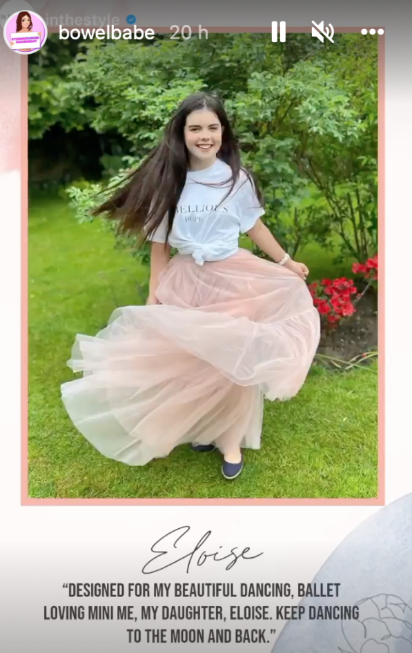 Bowel Babe's daughter Eloise in a netted skirt