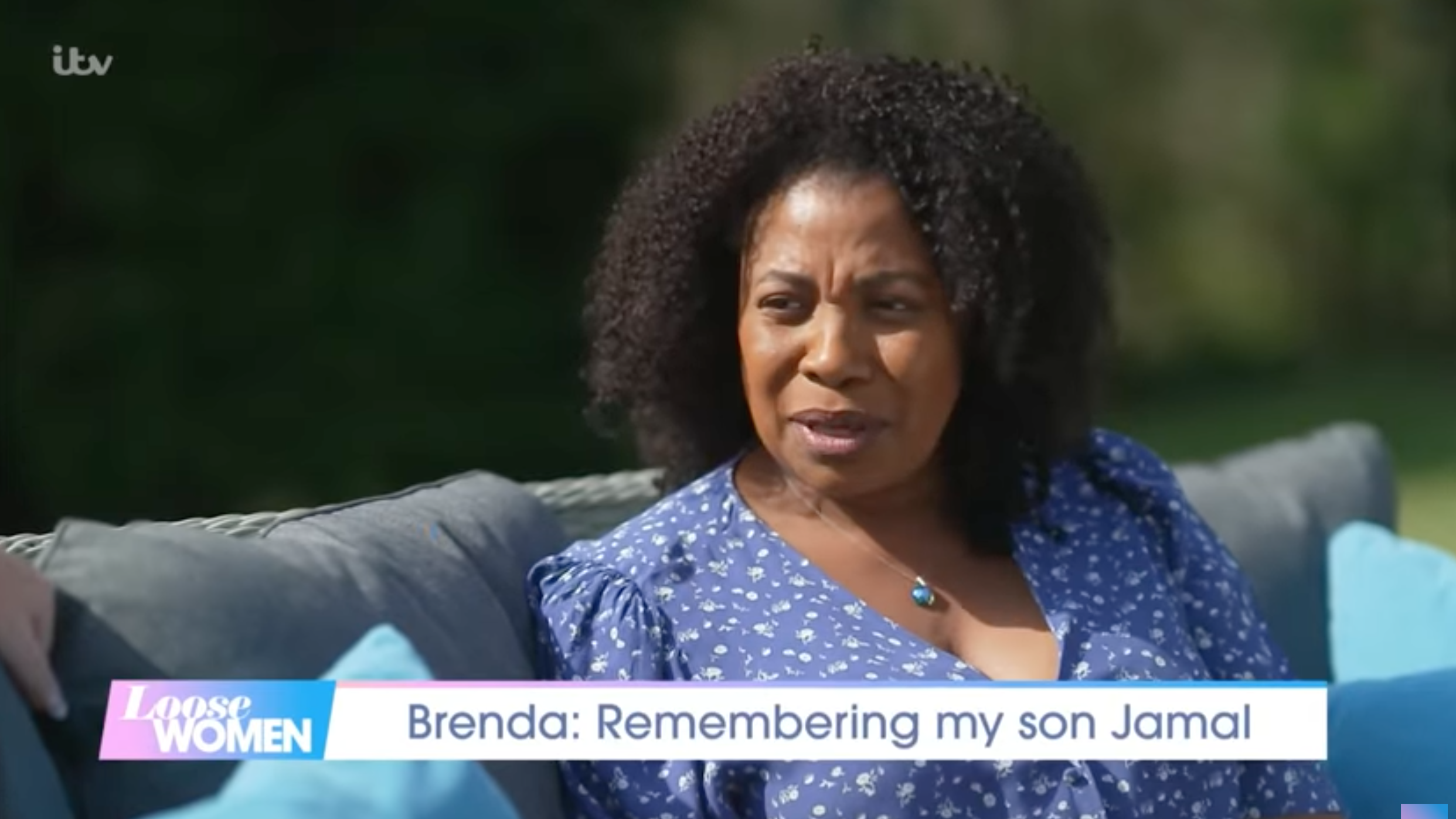 Brenda Edwards looking upset in her garden