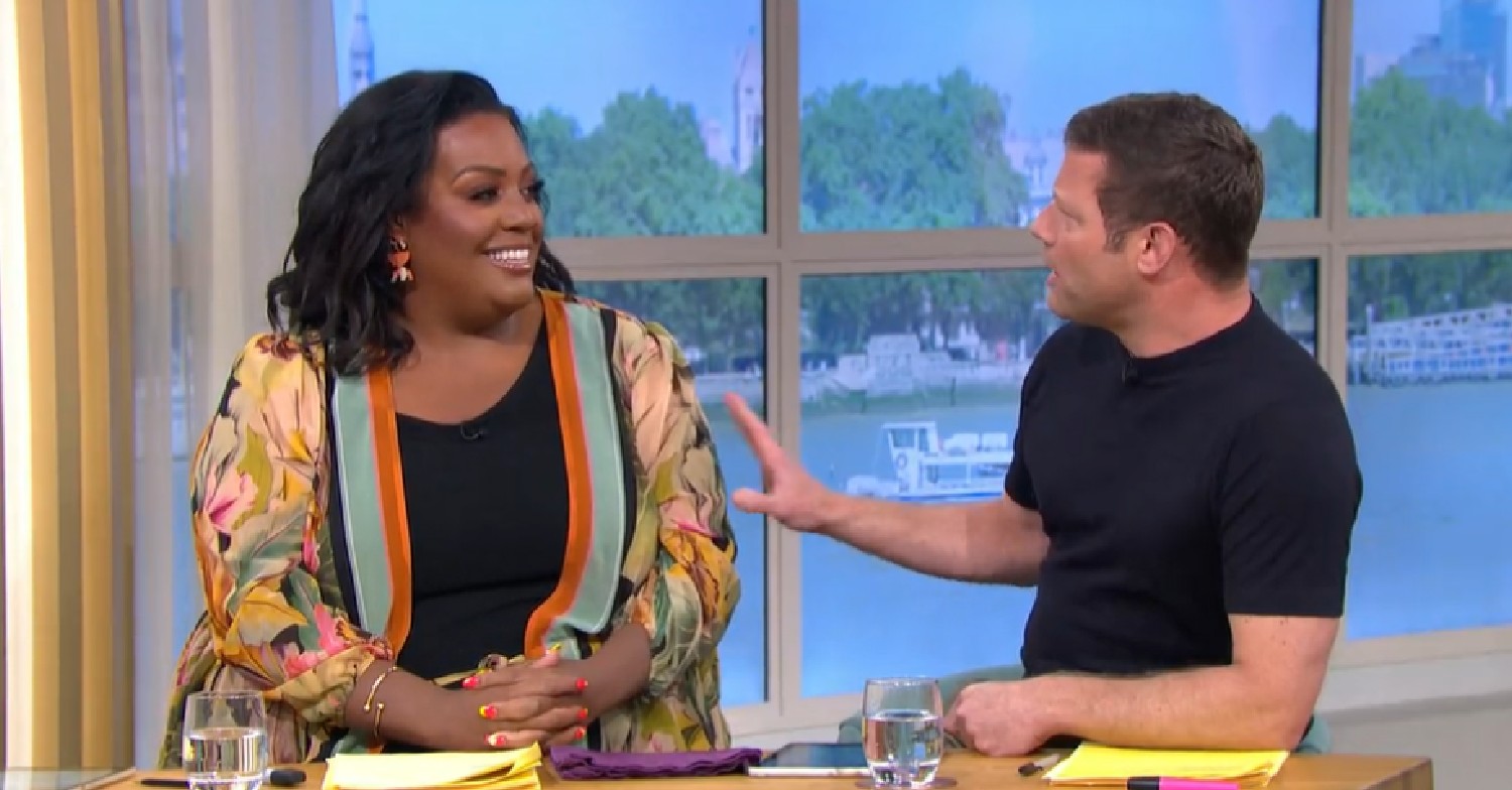 Alison Hammond and Dermot O'Leary looking at each other and talking on This Morning