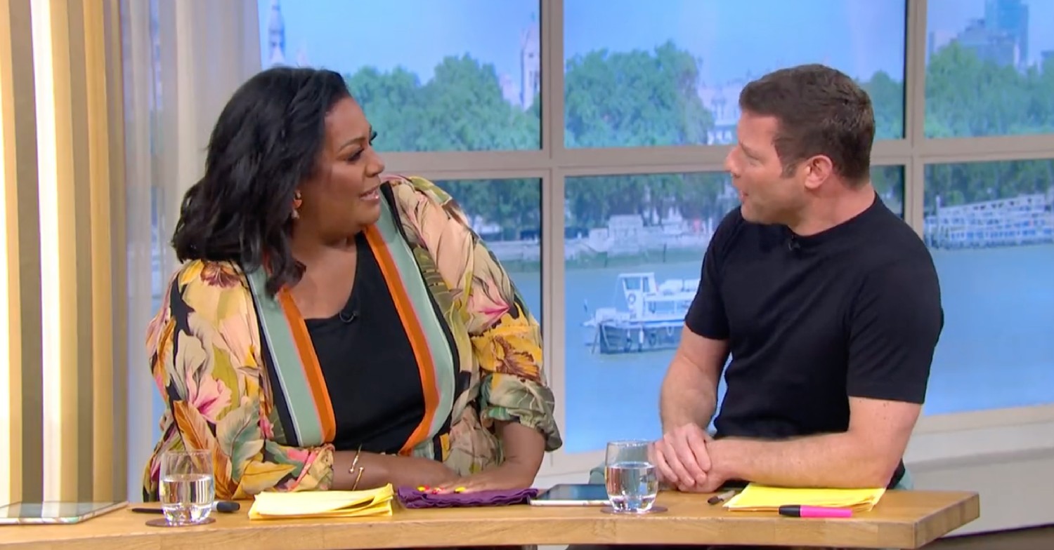 Alison Hammond and Dermot O'Leary looking at each other on This Morning