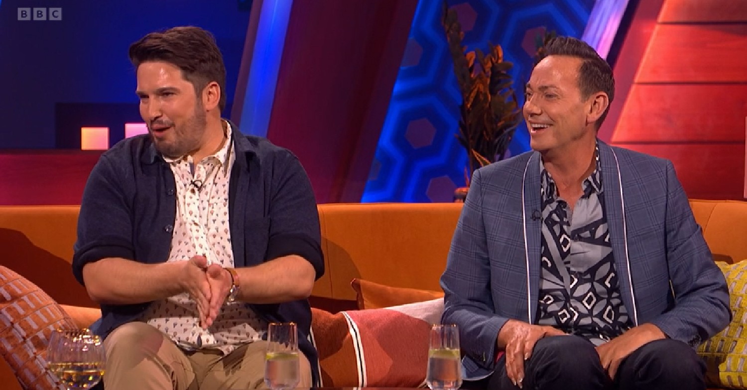 Strictly star Craig Revel Horwood and partner Jonathan laughing on The Chris and Rosie Ramsay Show