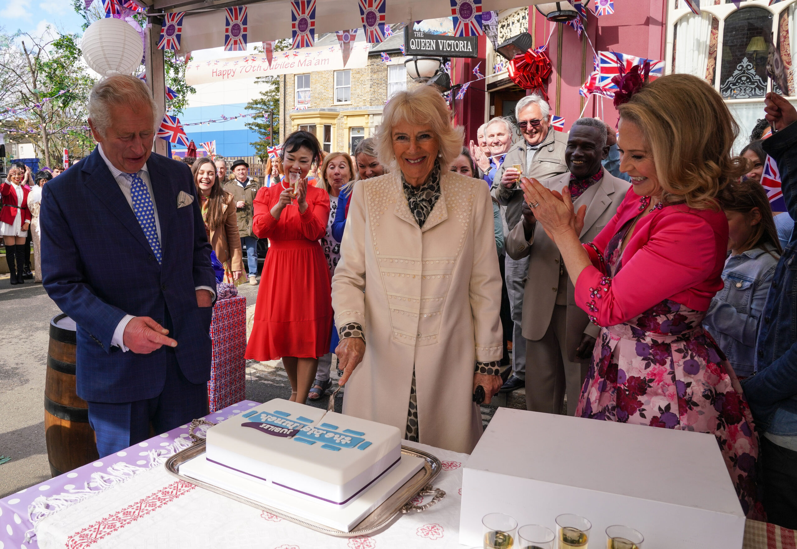 The Prince of Wales and The Duchess of Cornwall visit Walford EastEnders