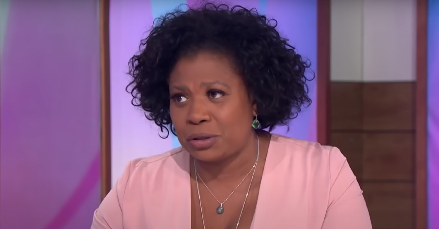 Brenda Edwards speaking in pink outfit on Loose Women