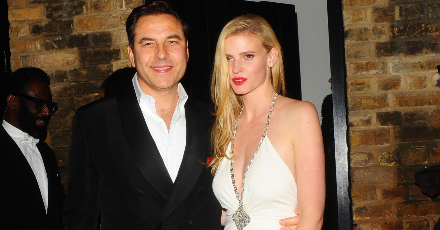 David Walliams grinning with his ex-wife, Lara Stone