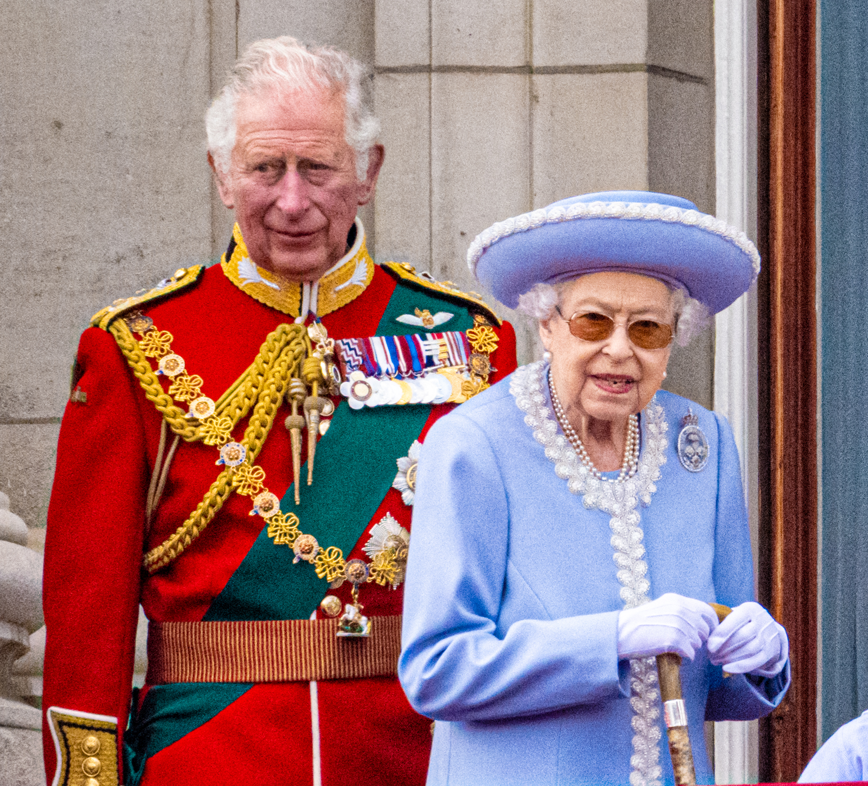 Prince Charles ad the Queen on the Buckingham Palace balcony