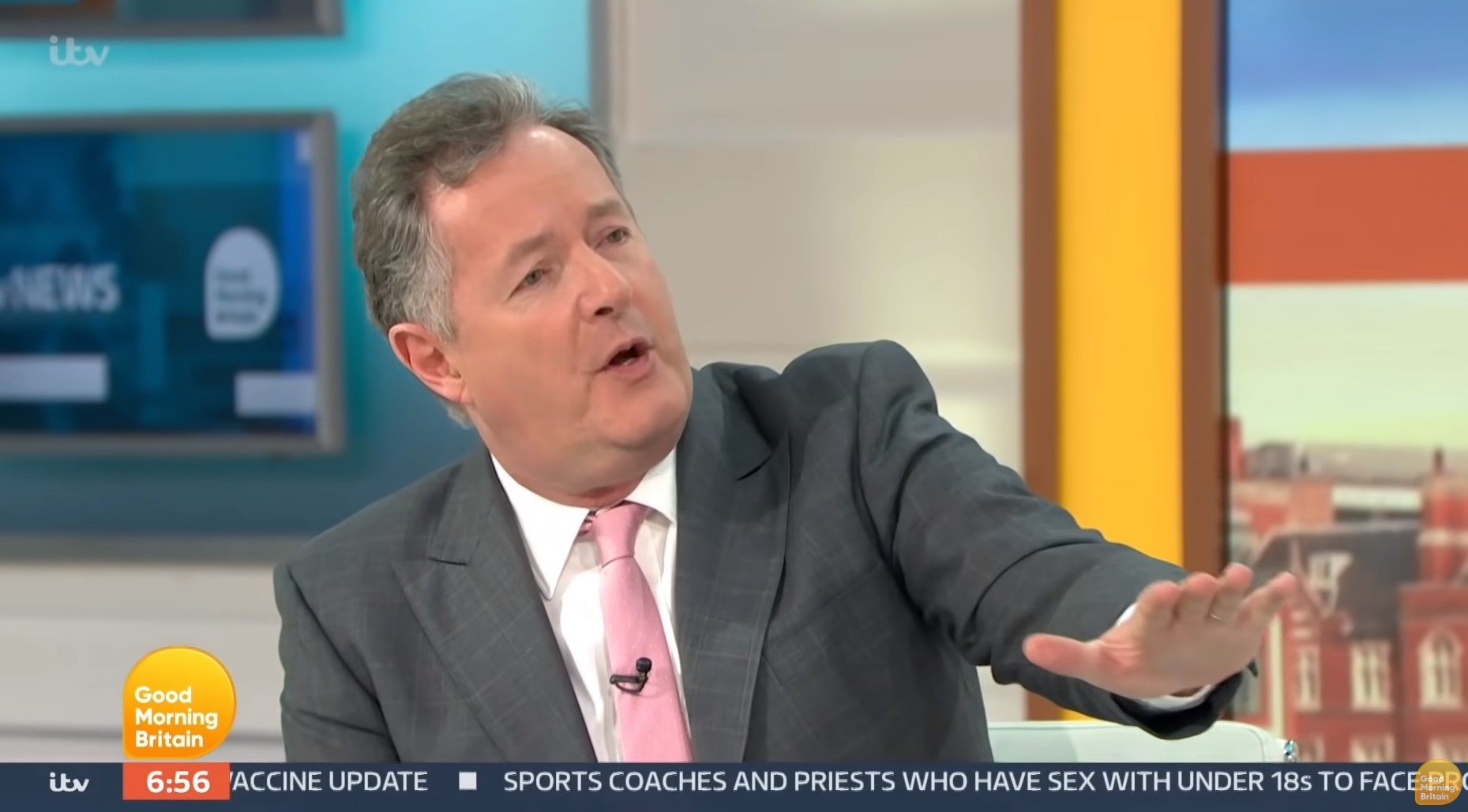 Piers Morgan gesticulates on GMB