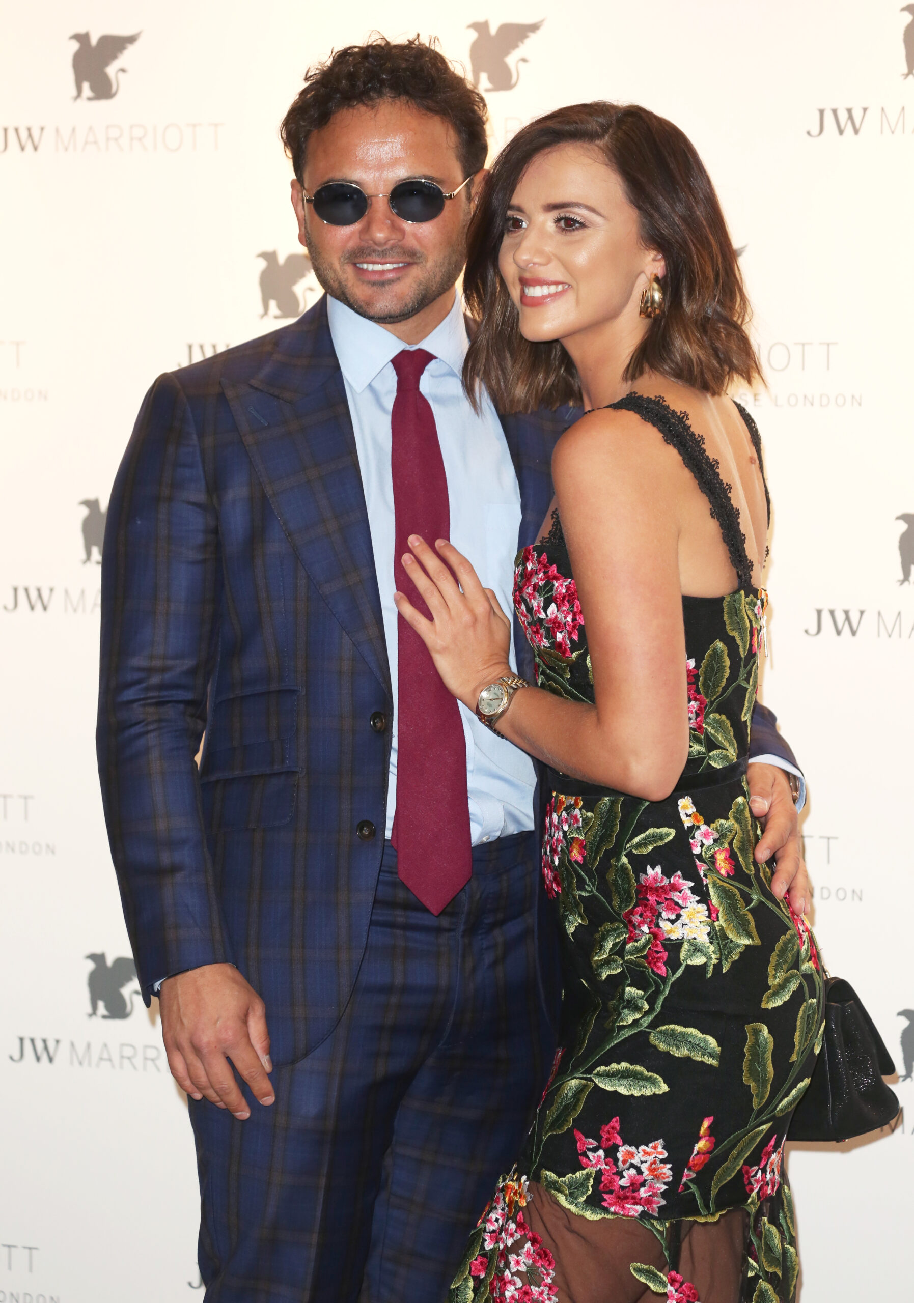 Ryan Thomas and Lucy Mecklenburgh smile on the red carpet