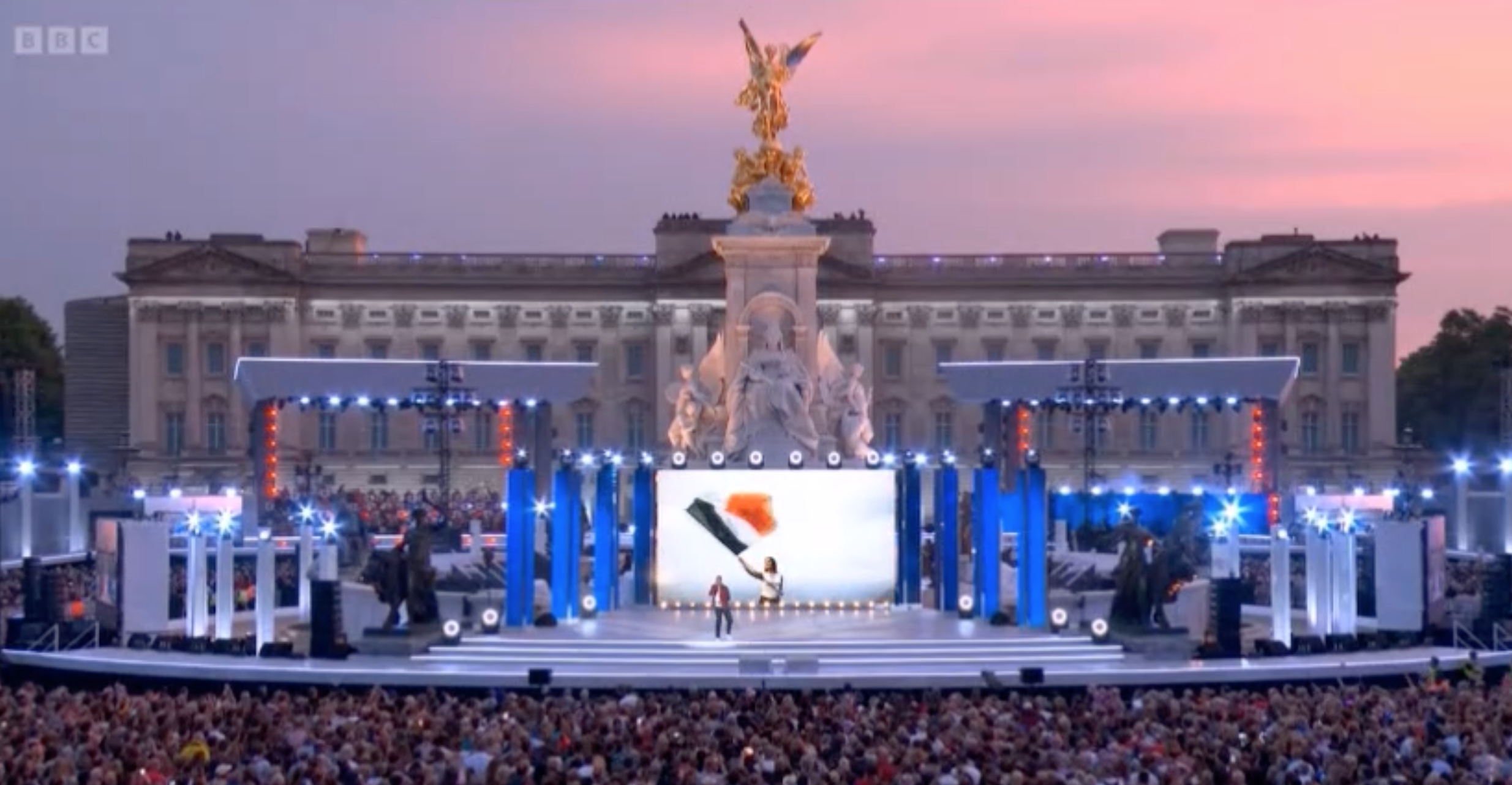 The wrong Irish flag being show at the Platinum Jubilee concert