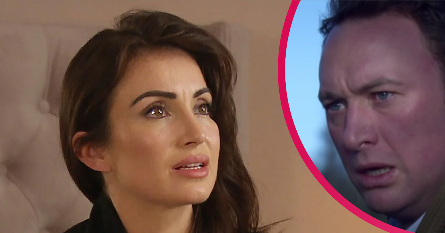 Liam and Leyla looking concerned in Emmerdale