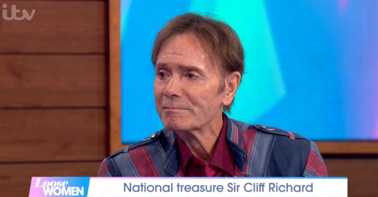 Cliff Richard looks sombre during Loose Women interview