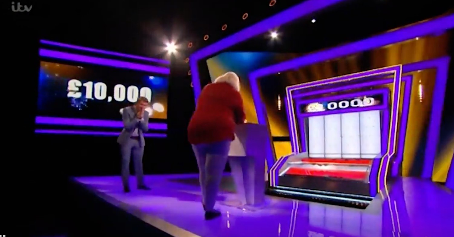 Carol and Ben Shephard celebrate Carol winning £10,000 on Tipping Point