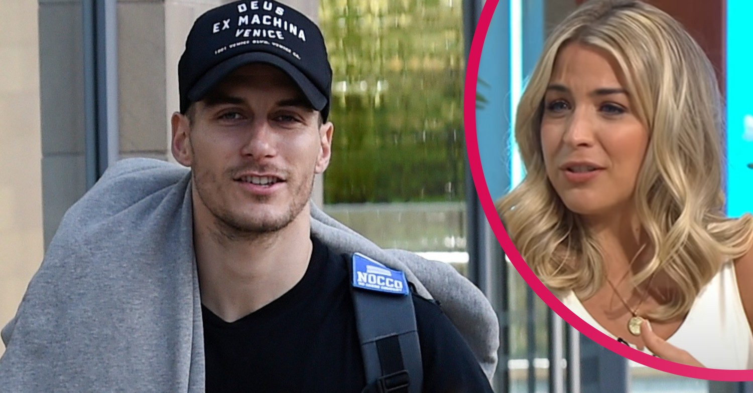 Gorka Marquez with a hat on and jumper over his shoulder and Gemma Atkinson speaking on Lorraine