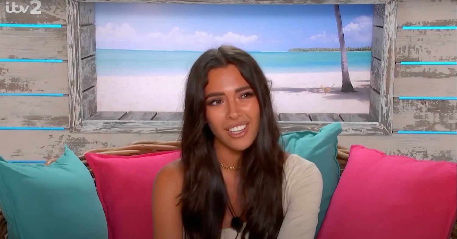 Gemma Owen speaking in the beach hut on Love Island