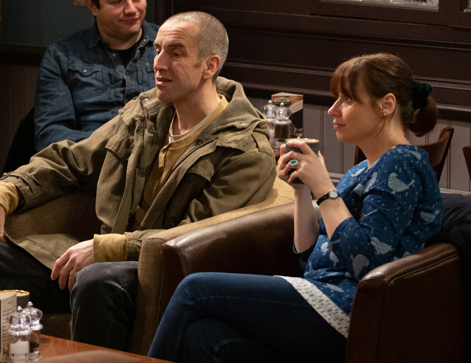 Sam and Lydia in the cafe Emmerdale 