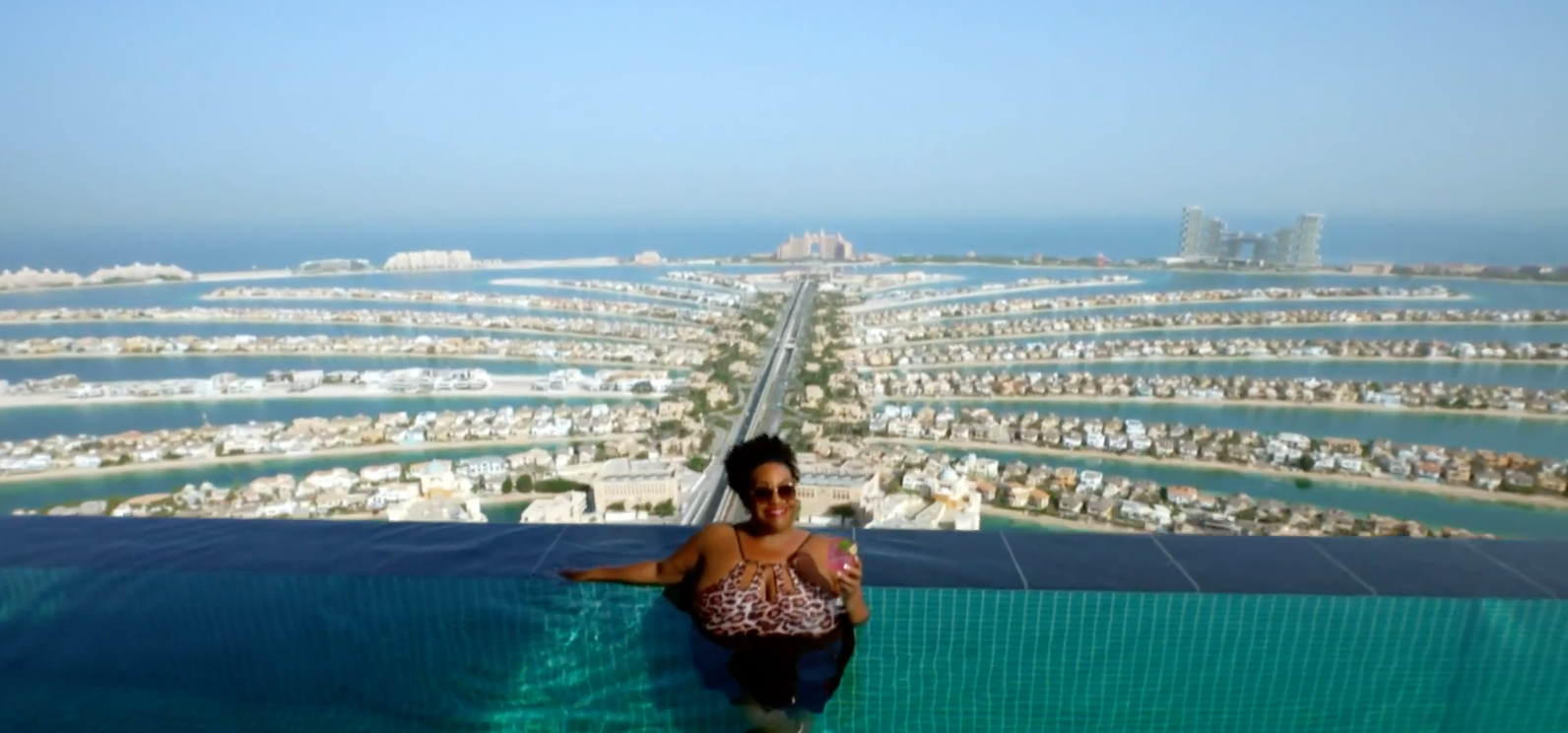 Alison Hammond lounging in a pool in Dubai on This Morning