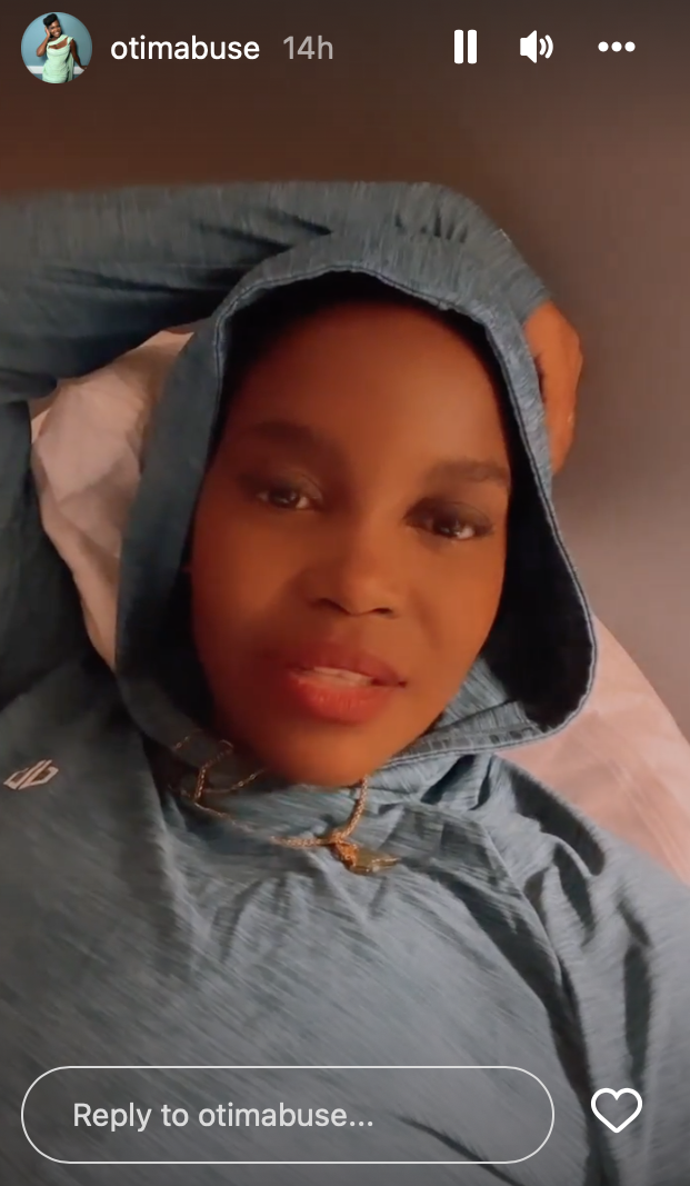 Oti Mabuse chatting wearing a grey hoodie