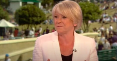 Sue Barker presenting coverage of Wimbledon