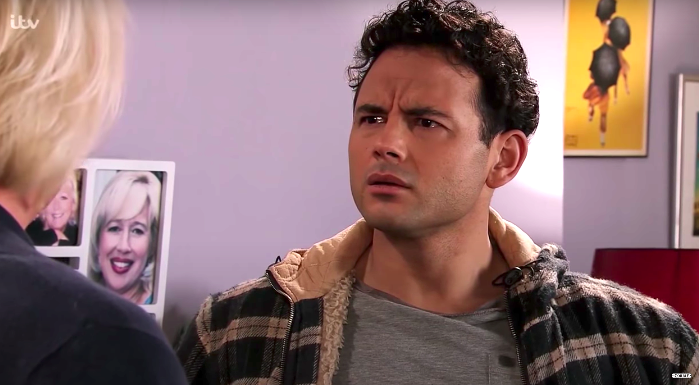 Jason Grimshaw looks worried in Coronation Street