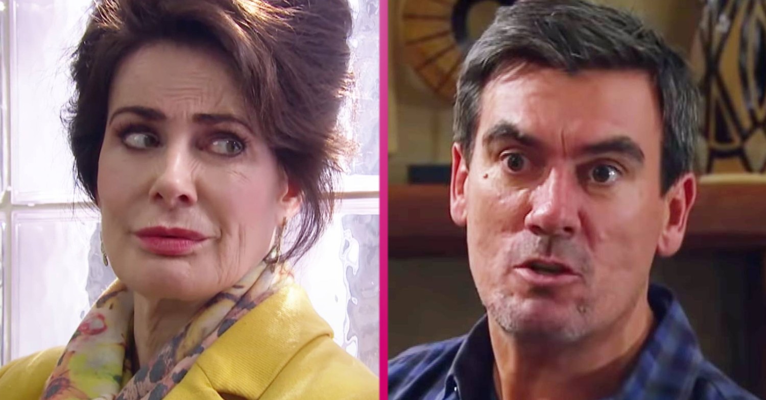 Faith Dingle looks fearful and Cain Dingle appears angry in Emmerdale spoilers