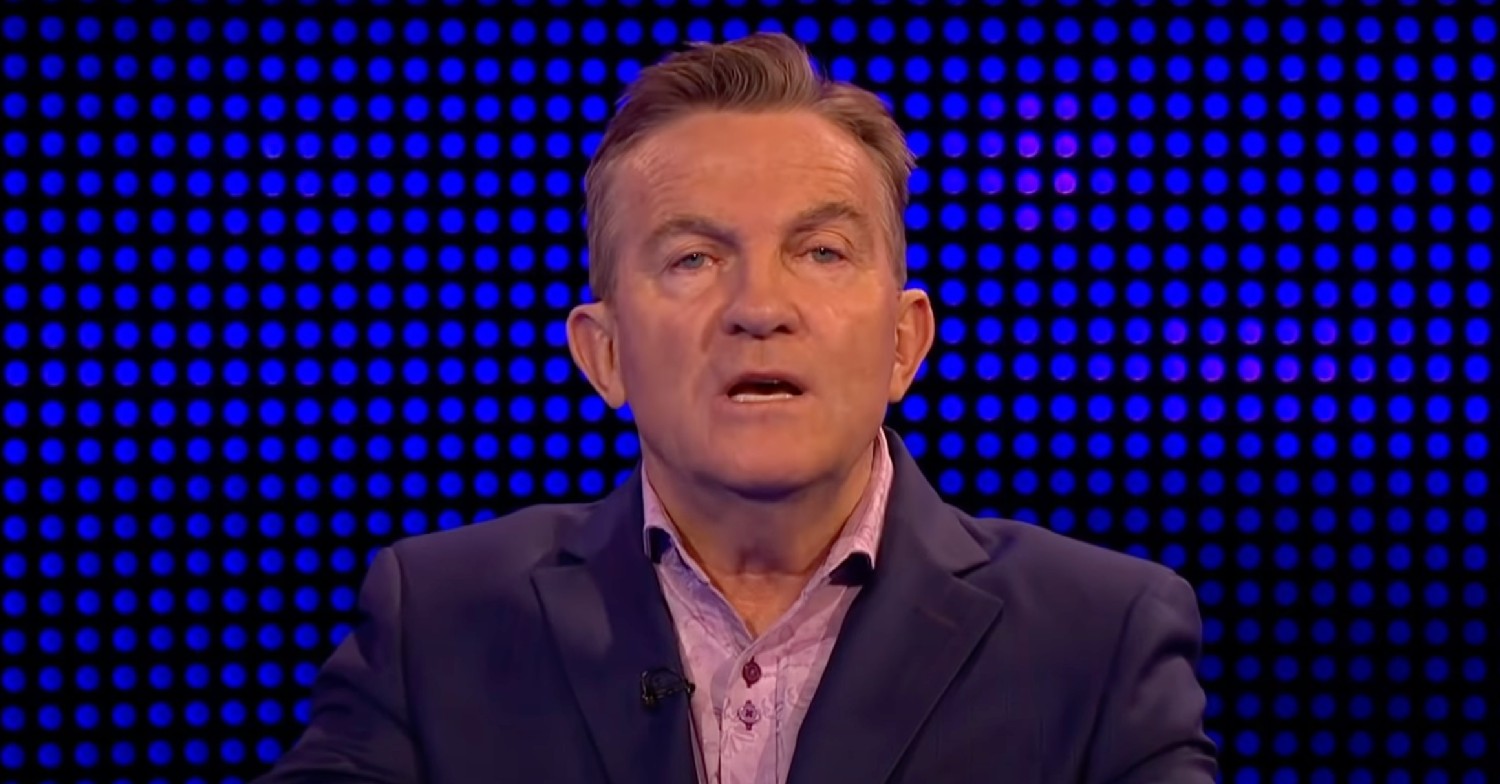 Bradley Walsh speaking to camera on The Chase