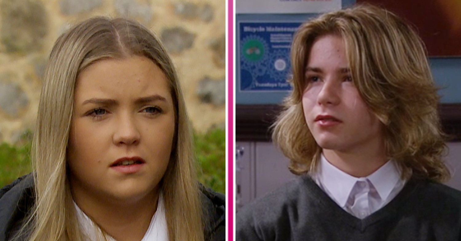 Cathy looking worried Hath looking confused in Emmerdale