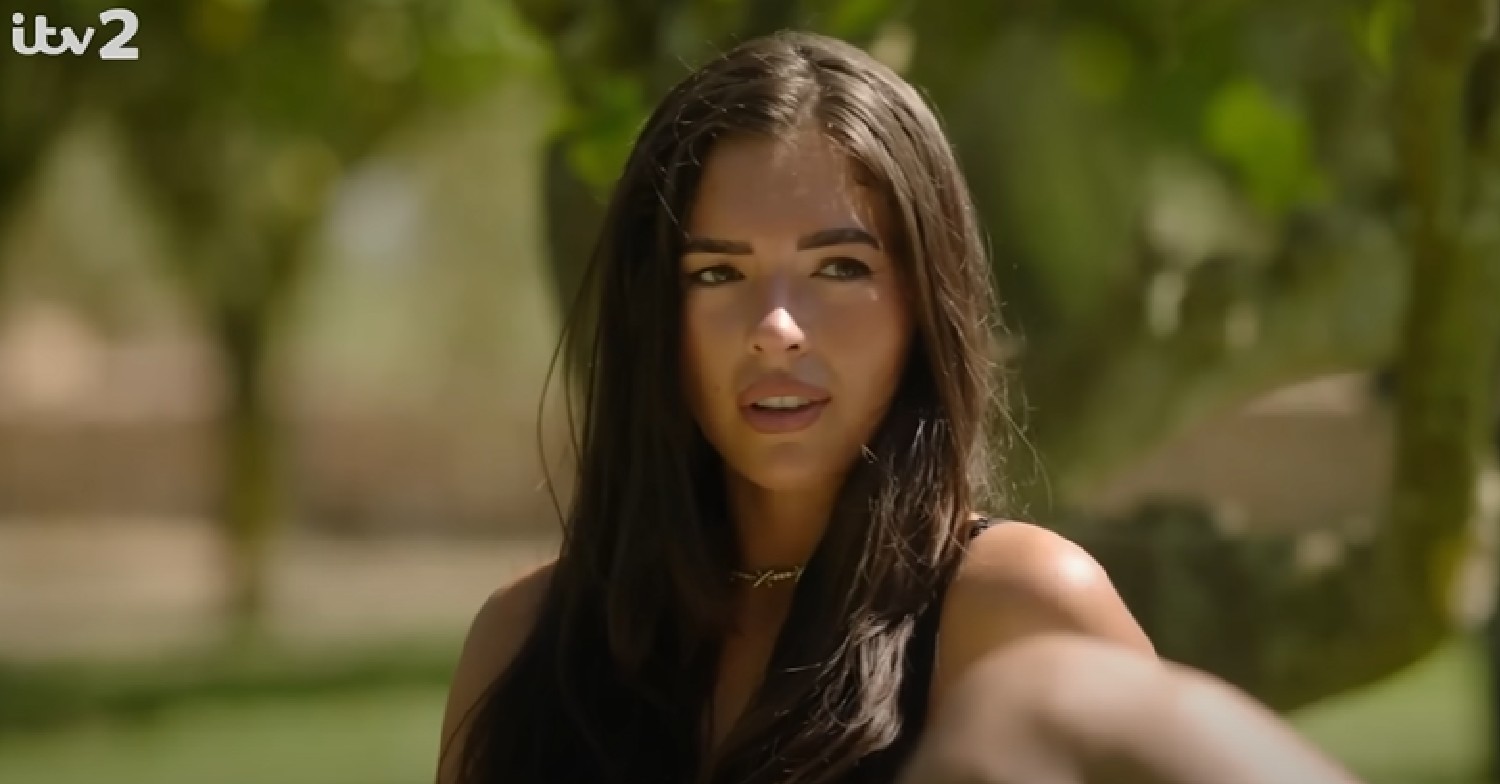 Gemma Owen looking serious on Love Island date