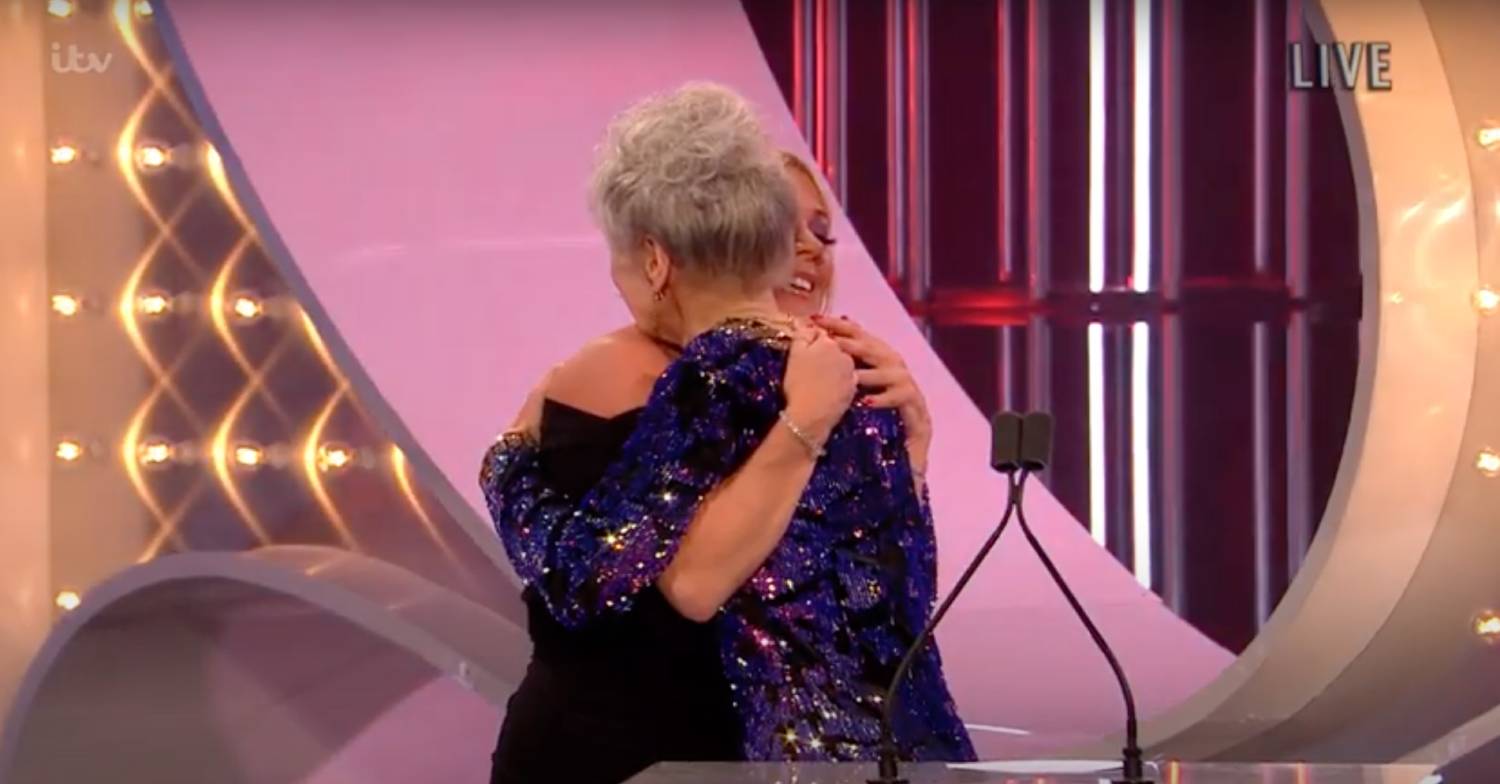 EastEnders Letitia Dean hugs Anita Dobson at the British Soap Awards