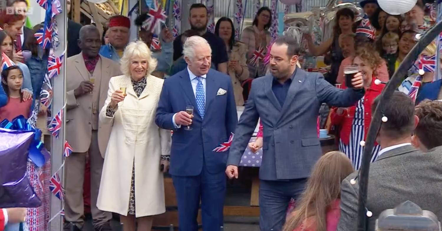 Danny Dyer raises a toast as Mick Carter for the Platinum Jubilee