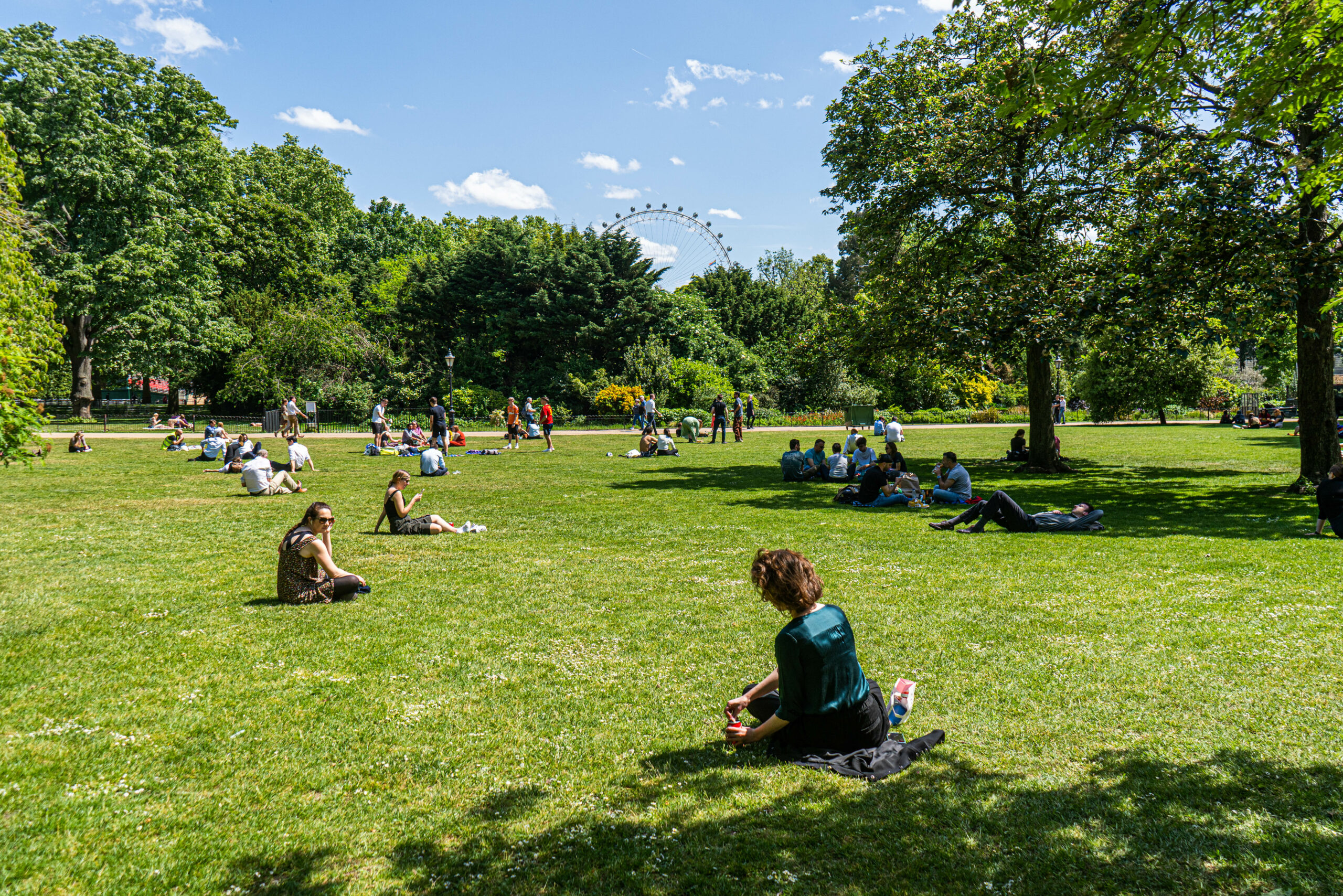 People sunbathing in a UK heat wave