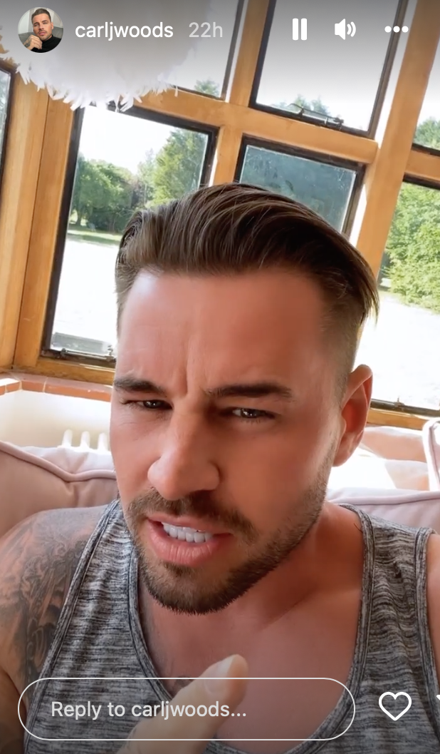 Carl Woods looking angry talking to camera