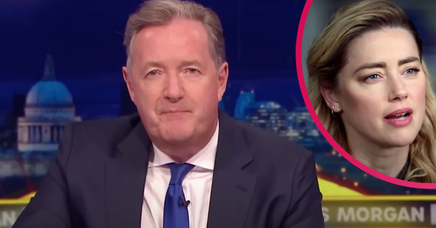 Piers Morgan and Amber Heard frowning