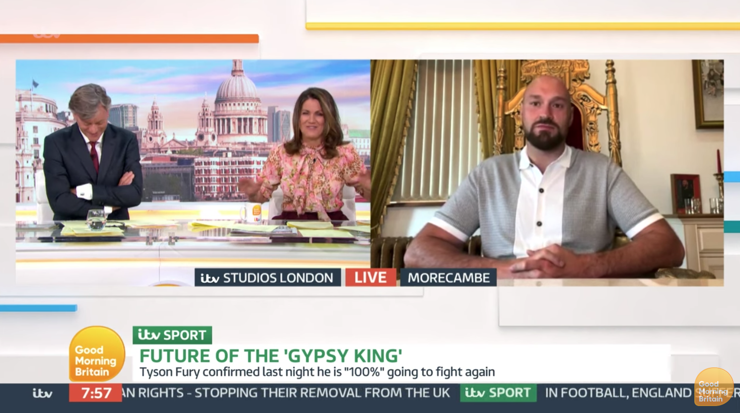Susanna Reid and Richard Madeley talk to Tyson Fury on Video link