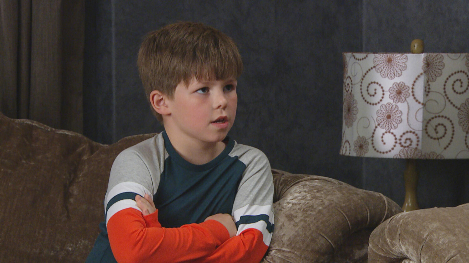 Emmerdale Carl looks annoyed 