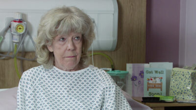 Audrey Roberts looks sad and frail in hospital